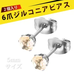 【2 個入り】ピアス レディース  ずっとつけてられるピアス つけっぱなし用ピアス スタッドピアス ステンレス 6爪 微鑢 ジルコニア イヤリング 耳ピアス ファッション ジュエリー 結婚式 パーティー 普段使い （シャンパンカラー 5mm）