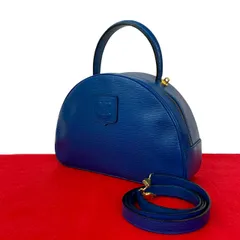 ほぼ未使用 CELINE セリーヌ ヴィンテージ トリオンフ ロゴ エンボス レザー 本革 2way ハンドバッグ ショルダーバッグ ブルー 46596