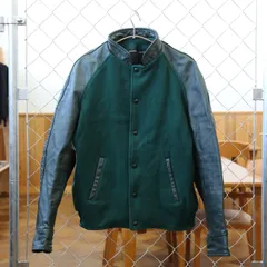 【USED】ウール レザー スタジャン グリーン 古着