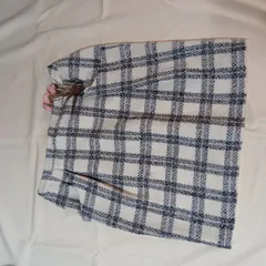 日本製 チェック柄ウール混スカート／ブラック×ホワイト／3Lサイズ／裏地付き