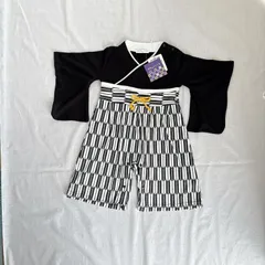 新品 未使用 タグ付き やさしいこころ  男の子 赤ちゃん 子供用 着物 袴 和服 ロンパース 80㎝ ブラック ホワイト リボン 和装 かっこいい おしゃれ ベビー セレモニー お宮参り 初節句 お食い初め 誕生日 結婚式 出産祝い