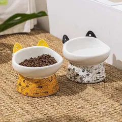 猫 食器 スプーン付き 傾斜 陶器 フードボウル 猫用 犬用 食べやすい 高さがある ペット食器 おしゃれ 斜め ペット用 エサ皿 えさ皿 餌入れ