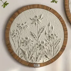 壁掛けインテリア 花 ウォールデコレーション ウォールアート ラウンド型 丸 葉っぱ フラワーリーフ デザイン ヴィンテージ風 アンティーク