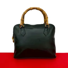 極 美品 GUCCI グッチ オールドグッチ ヴィンテージ バンブー レザー 本革 ハンドバッグ ボストンバッグ トートバッグ ブラック g16-4