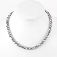 美品『USED』ネックレス フェイクパール レディース グレー シルバー調 パーティ 上品 お呼ばれ 華やか アクセサリー