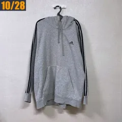 110 ADIDAS アディダス 三角ロゴ 起毛 フード付きTシャツ