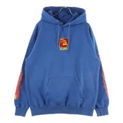 X-LARGE (エクストララージ) FIRE LOGO PULLOVER HOODED SWEAT 袖ファイヤープリント プルオーバーパーカー ブルー 101211012016