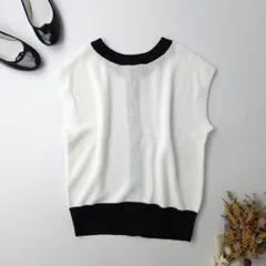 LOUNIE ルーニィ 前後2way バイカラー ラメ ニットベスト ゴールドボタン レイヤード Free  (62E＋7606)26N