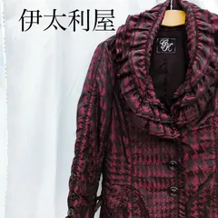 伊太利屋 イタリヤ　総柄ジャケット　ブルゾンアウター　フリル レディース  9 総柄 ブラック ボルドー  レディース ファッションのサムネイル