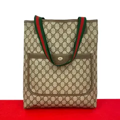 極 美品 GUCCI グッチ オールドグッチ ヴィンテージ シェリーライン GG ロゴ 金具 レザー トートバッグ ハンドバッグ ブラウン 17640