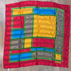 【塩】ヴィンテージ品 YSL YVES SAINT LAURENT イヴサンローラン 大判シルクスカーフ マルチカラー【22209MO】A22