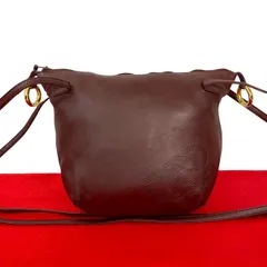 極 美品 LOEWE ロエベ ヴィンテージ アナグラム ロゴ ナッパ レザー 本革 ミニ ショルダーバッグ ポシェット サコッシュ ボルドー 47563