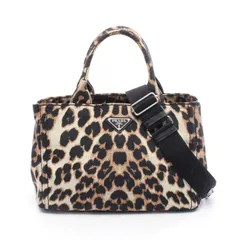 プラダ PRADA トートバッグ CANAPA カナパ 1BG439 レオパード PVCコーティングキャンバス 2wayカナパトート レディース Used B