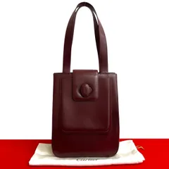 極 美品 袋付き CARTIER カルティエ マストライン レザー 本革 トートバッグ セミショルダーバッグ ハンドバッグ ボルドー 430-6