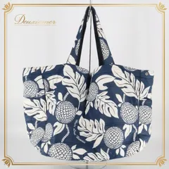 フラダンス 小物 バッグ ネイビー系 フララニ フラ ダンス トートバッグ 中綿 大き目 ホワイト系 紺 白 綿入り ハワイアン アロハ Hula Lani ハワイアンプリント フラバッグ トート 大きめバッグ レジャー バッグ インテリア ハワイ柄 軽量