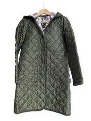 Z1729 LAVENHAM  ラベンハム　キルティングコート　フード　花柄　カーキ　レディース　サイズ38