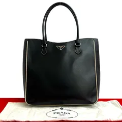 極 美品 袋付き PRADA プラダ 三角ロゴ プレート 金具 レザー 本革 ハンドバッグ ミニ トートバッグ ビジネスバッグ ブラック 黒 31213