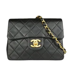 シャネル CCロゴ マトラッセ チェーン ショルダーバッグ レザーブラック ゴールド金具 ラムスキン ヴィンテージ