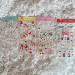 サンリオ　人気　Sanrio キティ　シナモロール　クロミ　コットンシール　人気　シール　トコロコムギ　 トコロコムギ×サンリオキャラクターズ　　4点セット