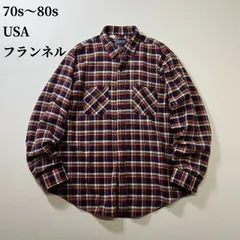 70s～80s USA Dee Cee　襟芯　チェック　フランネルシャツ　長袖シャツ　ディーシー　レッド　ネイビー　XL 古着