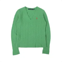 ポロ ラルフローレン グリーン ラムウール Vネック ニット
