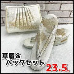 未使用品　和装小物　草履＆2WAYバック　2点セット　シルバー系　草履サイズ全長約23.5㎝/M　YMT1-085-08-80