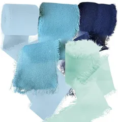 ideamall フレッジリボン フリンジ ロール 切りっぱなし 布 フリル 4cmx5m (ブルー系)