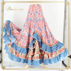 フラメンコ 衣装 ファルダ スカート 赤 青 水玉 ドット 柄 模様 ペイズリー フリル ダンス パーティ 発表会 レッド系 ブルー系 ホワイト系 かわいい おしゃれ フェスティバル レディース ステージ衣装 フリルスカート ドレス コスチューム