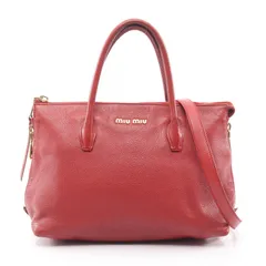 ミュウ ミュウ Miu Miu ハンドバッグ レッド レザー 2wayショルダー レディース Used B