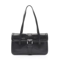 プラダ PRADA ハンドバッグ MADRAS CHIC ブラック レザー トライアングルロゴ ハンドバッグ レディース Used A