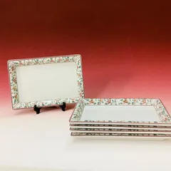 未使用品 たち吉 赤絵金彩　長皿 5枚セット　箱付き