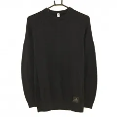 【新品】アディダス セーター 黒 裾ロゴ 無地 ニット メンズ L ゴルフウェア adidas