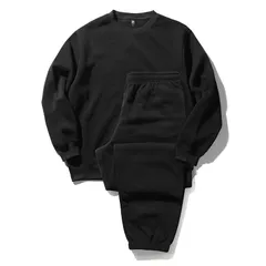 [Nutopia] スウェット メンズ 裏起毛 上下セット パジャマ 秋冬 (L/ブラック(上下セット×1点))