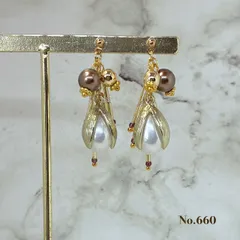 No.660 パール　ブラウンゴールド　ピアス/イヤリング