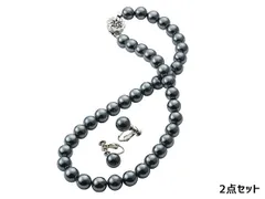 泉州産貝パール アクセサリーセット ダークグレー 465-0527-24 ネックレス イヤリング お祝い ギフト プレゼント