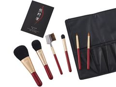 美品】ウエダ美粧堂 アイシャドウブラシ4本セット（オリーブ）筆美人