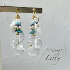 No.545 クリア　巻貝　ターコイズ　ピアス/イヤリング