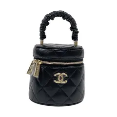 シャネル CHANEL ミニ バニティケース AP2729 ブラック ゴールド金具 ラムスキン レディース ハンドバッグ 化粧ポーチ