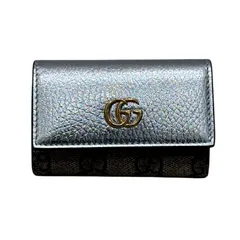 グッチ GUCCI ダブルG　キーケース 456118 シルバー GGスプリーム レザー ユニセックス キーケース