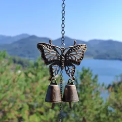 ドアベル 玄関 呼び鈴 オーナメント 壁掛け 吊り下げ ウェルカムデザイン アクセサリー 蝶々 バタフライ アンティーク調 チャイム ドアチャイム 庭 幸運 オシャレ インテリア雑貨 結婚祝い 新築祝い 花壇 観葉植物 インテリア 装飾品