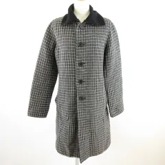 コムサイズム COMME CA ISM リバーシブルコート ロング 長袖 チェック 黒 グレー M *A553