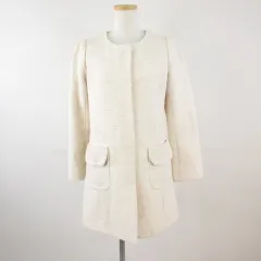 アプワイザーリッシェ Apuweiser-riche ノーカラーコート 長袖 ハーフ丈 オフホワイト ベージュ 1 *T184