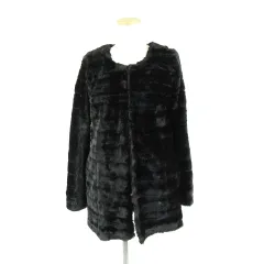 マーキュリーデュオ MERCURYDUO フェイクファーノーカラーコート もこもこ 長袖 黒 F *A870