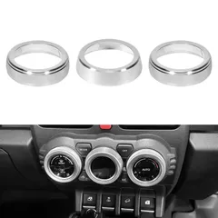 【特価商品】インテリアパネル エアコンダイヤルカバー アクセサリー エアコン ノブ JB74W カバー カスタム ジムニーシエラ エアコンカバー 内装 JB64W パーツ エアコン ジムニー ドレスアップ アルミ合金 Catland シルバー 3枚入り