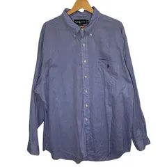 Ralph Lauren/ラルフローレン YARMOUTH ポニー刺繡 長袖シャツ ボタンダウン ワンポイント刺繡 HONGKONG製 18 36/37サイズ ブルー