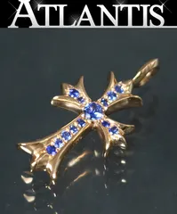 CHROME HEARTS 新宿店 クロムハーツ 新品 22K タイニーファットクロス パヴェサファイヤ ペンダント チャーム ゴールド 30091