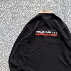 POLO SPORT / 90′s half zip sweat　ポロスポーツ　ハーフジップ　背面ビッグ刺繍ロゴ　スウェット　刻印　エルボーパッチ