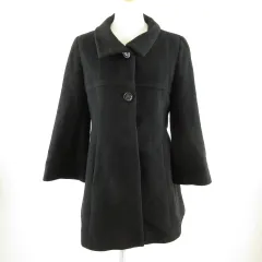 イネド INED ステンカラーコート  長袖 ハーフ丈 黒 7 *T213