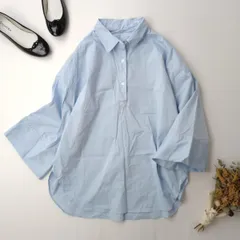 ◯ SLOBE IENA スローブイエナ オーバーサイズスキッパーシャツ ブラウス プルオーバー コットン混 Free サックスブルー(113K＋7934)26H