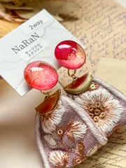 301≫アルコールインクアート【nara】2wayインド刺繍リボンタッセルピアス